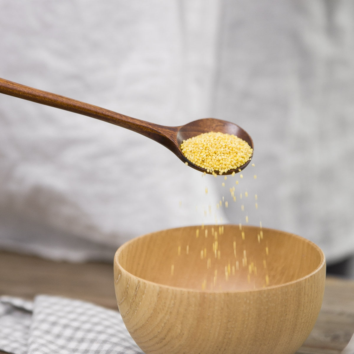 Wooden Natural Round Cooking Spoons