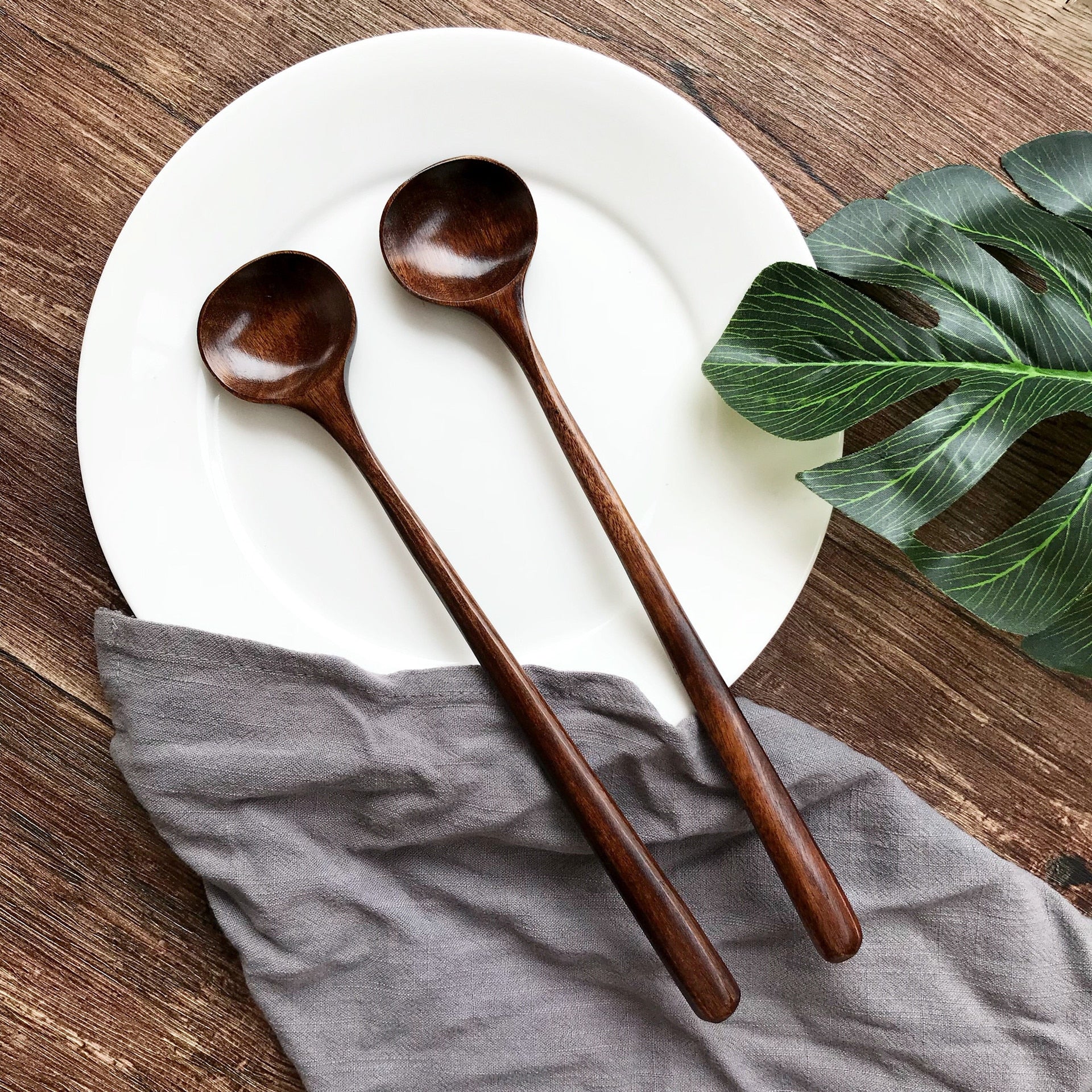 Wooden Natural Round Cooking Spoons