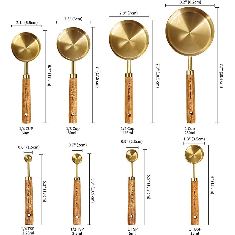 Wooden Handle Stainless Steel Measuring Spoon