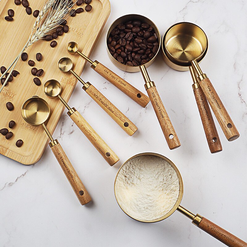 Wooden Handle Stainless Steel Measuring Spoon