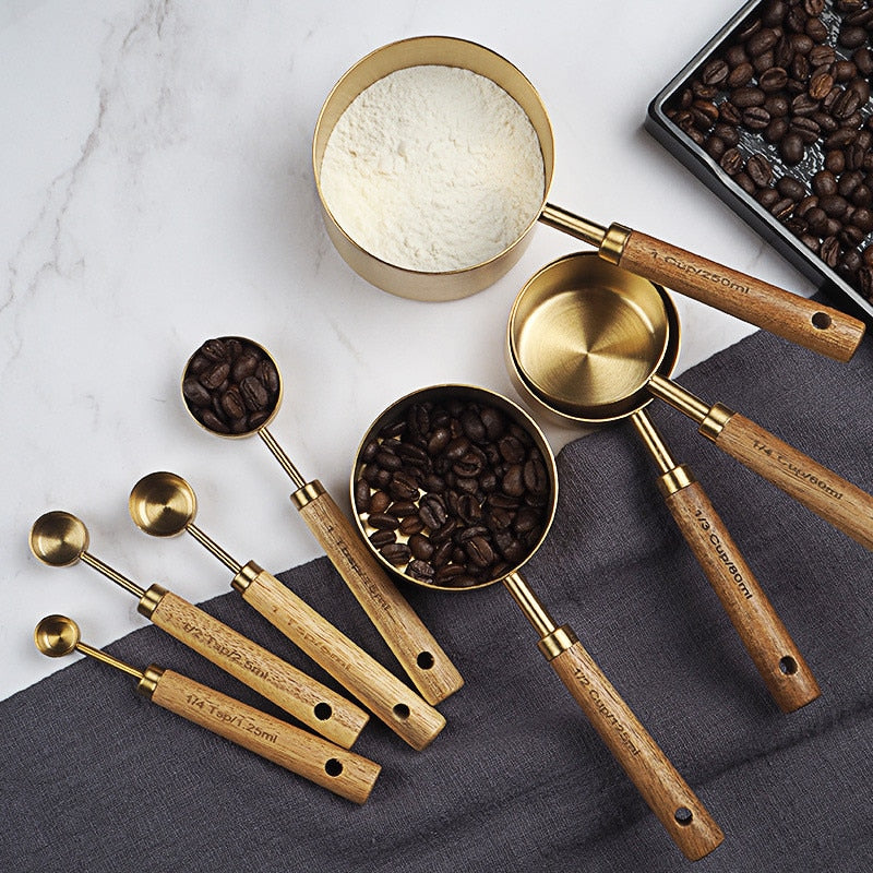 Wooden Handle Stainless Steel Measuring Spoon